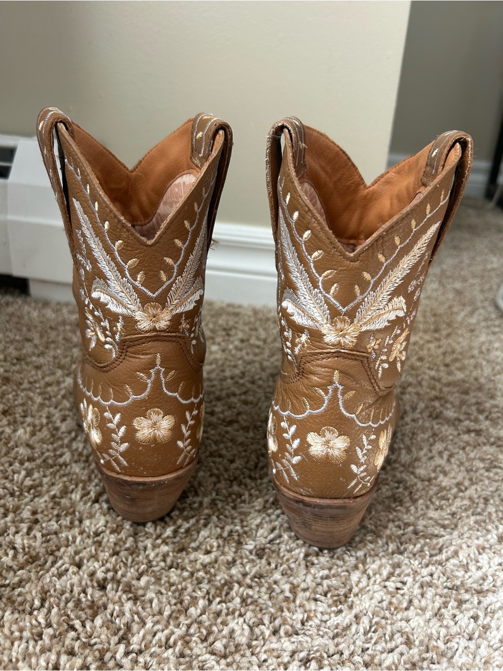 Dingo Tan Embroidered Ankle cowboy boots